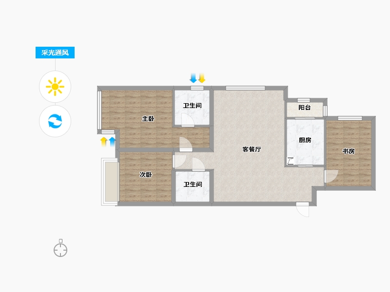 天津-天津市-富力又一城合茂园-89.22-户型库-采光通风