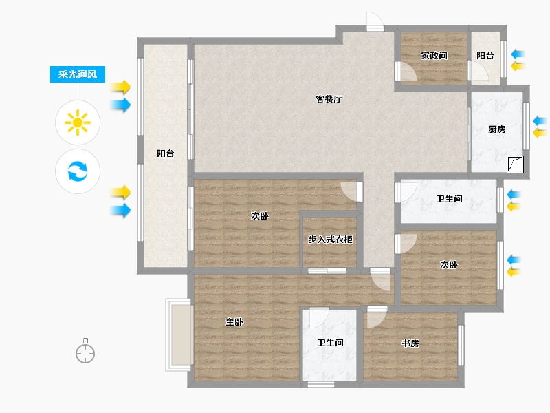 山东省-菏泽市-绿地观天下-160.00-户型库-采光通风