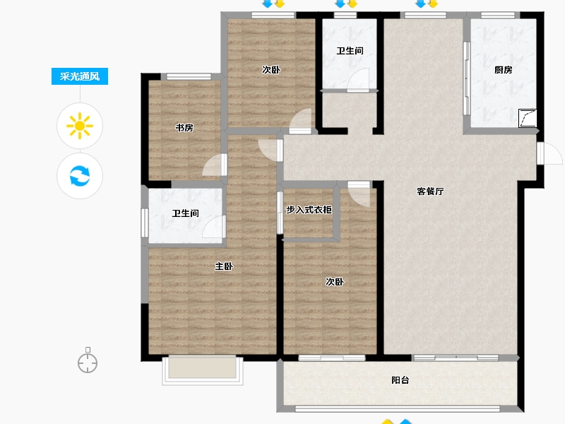 山东省-菏泽市-绿地观天下-160.00-户型库-采光通风