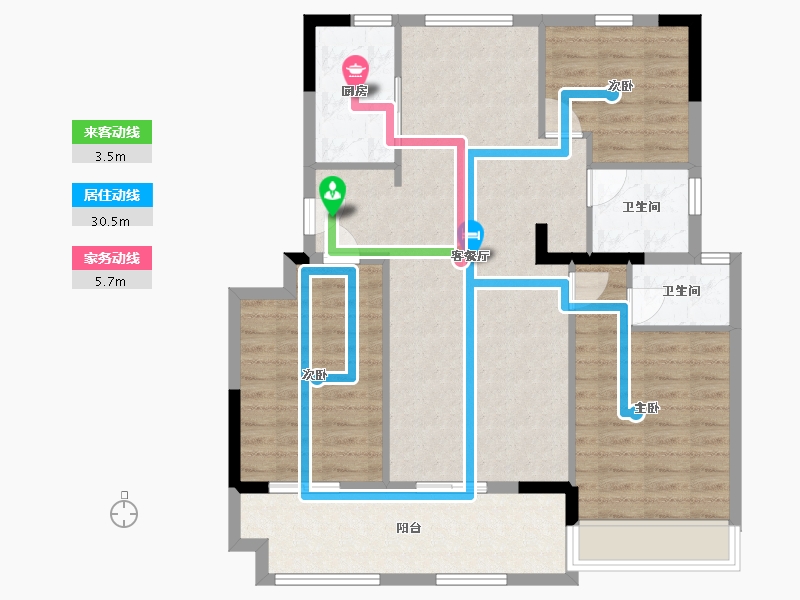 江苏省-淮安市-香溢茗园-100.77-户型库-动静线