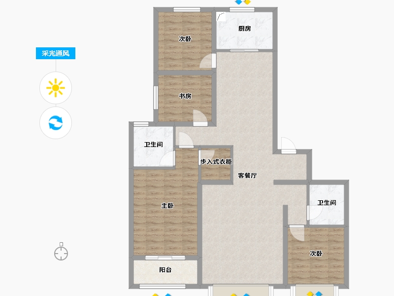 山西省-太原市-外滩公馆-130.00-户型库-采光通风