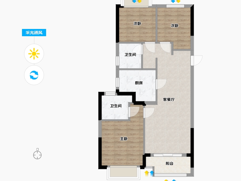 浙江省-温州市-瓯锦苑-71.95-户型库-采光通风