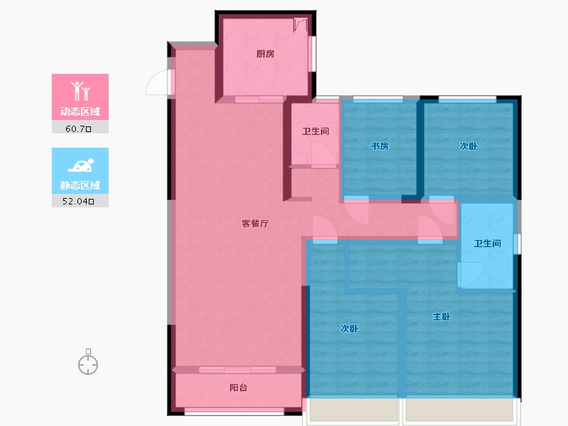 陕西省-西安市-龙湖天矅-113.00-户型库-动静分区