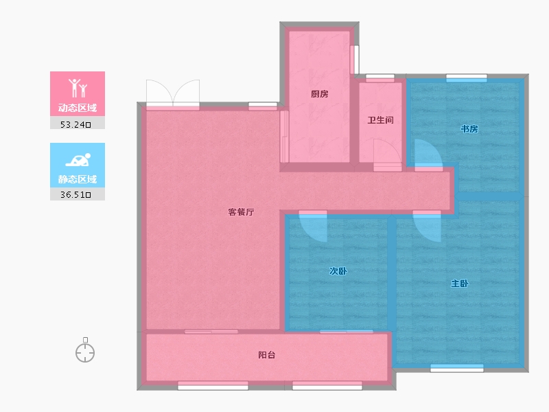 山东省-淄博市-中南熙悦-90.00-户型库-动静分区