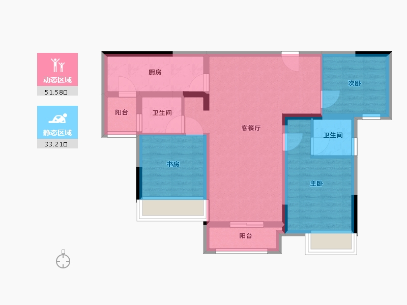 重庆-重庆市-涪陵金科集美郡-80.00-户型库-动静分区