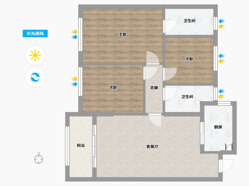 浙江省-温州市-华鸿时代中央公园-87.00-户型库-采光通风