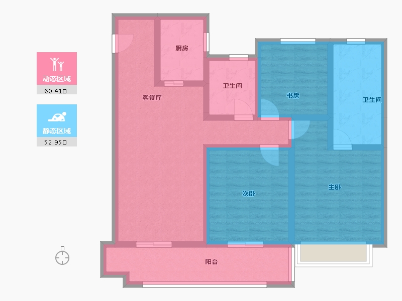 山东省-青岛市-旭辉银盛泰·正阳府-96.60-户型库-动静分区