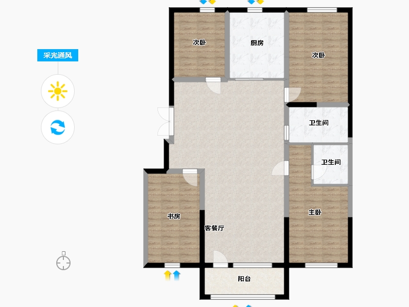 辽宁省-葫芦岛市-凌河御景-138.00-户型库-采光通风