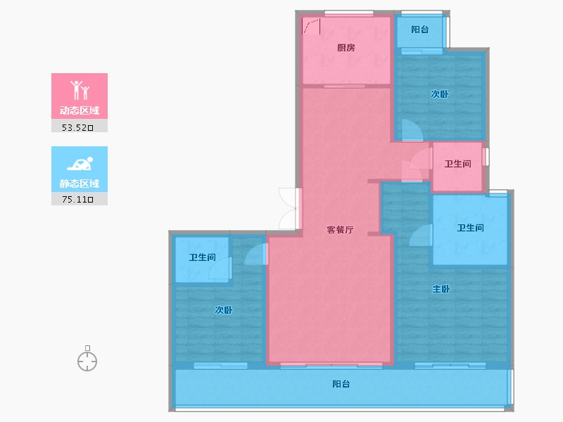 陕西省-西安市-荣民捌号-130.00-户型库-动静分区