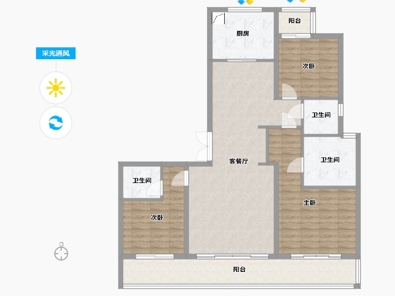 陕西省-西安市-荣民捌号-130.00-户型库-采光通风