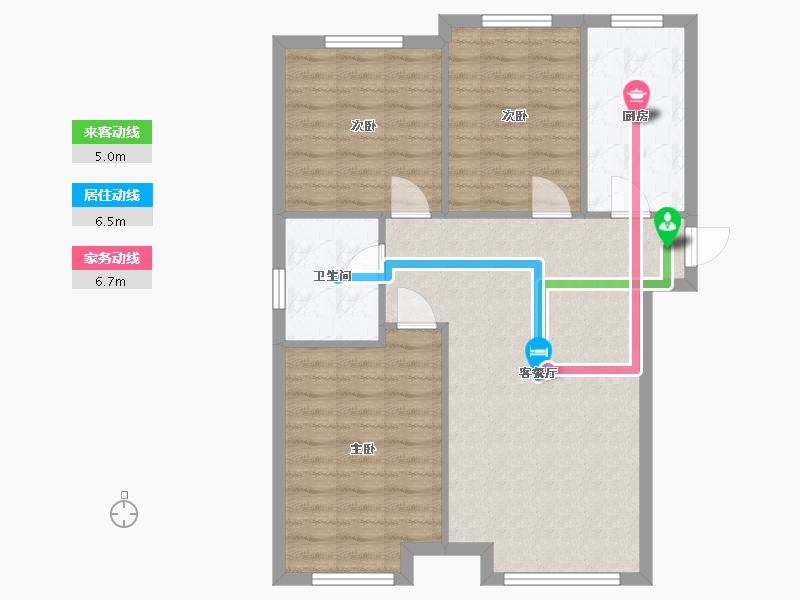 辽宁省-沈阳市-河畔新城-77.00-户型库-动静线