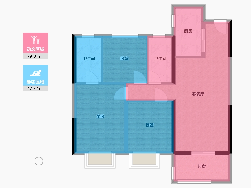 湖北省-荆州市-荆州领地·兰台府-82.00-户型库-动静分区