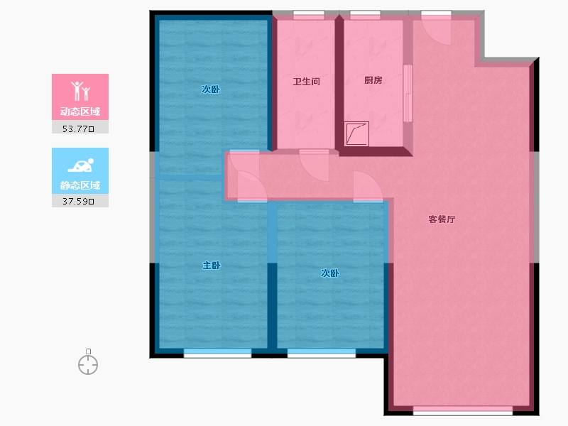 内蒙古自治区-呼和浩特市-金地江山风华-81.22-户型库-动静分区