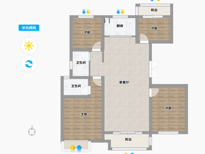 河南省-开封市-晖达紫誉府-120.00-户型库-采光通风