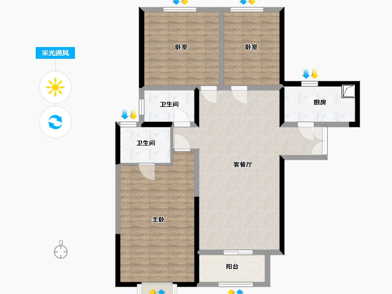 河南省-许昌市-观湖珑府-113.00-户型库-采光通风