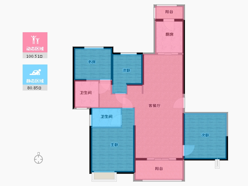 内蒙古自治区-赤峰市-恒大-165.80-户型库-动静分区