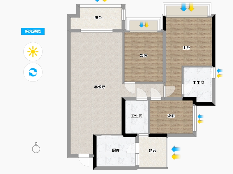 四川省-乐山市-中心城-98.00-户型库-采光通风