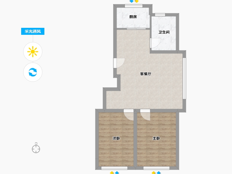 辽宁省-本溪市-燕兴世福(B区)-71.00-户型库-采光通风