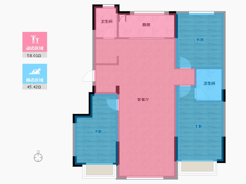 辽宁省-鞍山市-紫云东方堂悦-102.00-户型库-动静分区