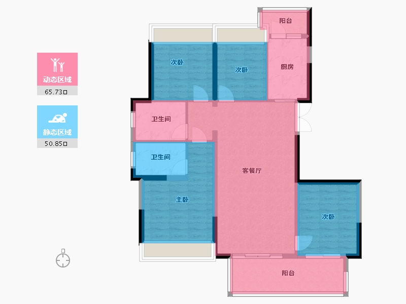 贵州省-贵阳市-天一观山阅-105.00-户型库-动静分区