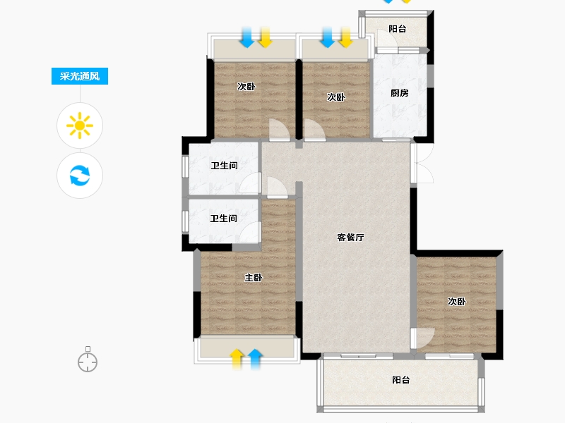 贵州省-贵阳市-天一观山阅-105.00-户型库-采光通风