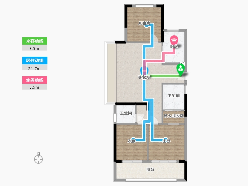 浙江省-金华市-玖悦云庭-88.79-户型库-动静线