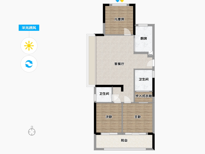 浙江省-金华市-玖悦云庭-88.79-户型库-采光通风