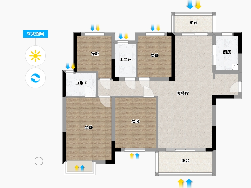 湖南省-长沙市-大唐印象-108.58-户型库-采光通风