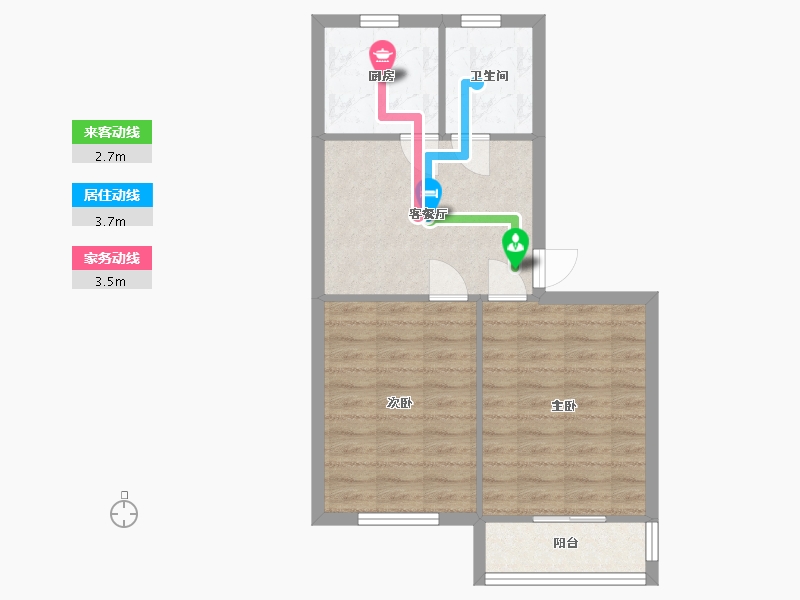 江苏省-苏州市-干将东路小区-69.50-户型库-动静线