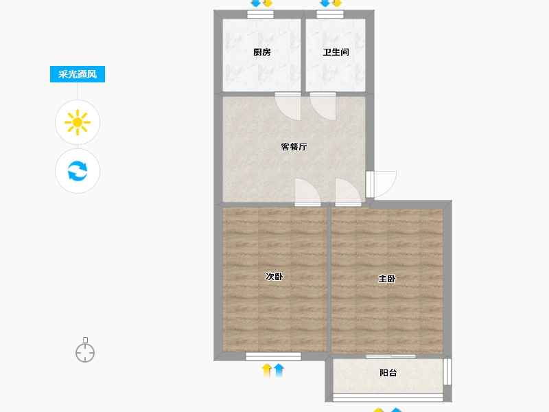 江苏省-苏州市-干将东路小区-69.50-户型库-采光通风