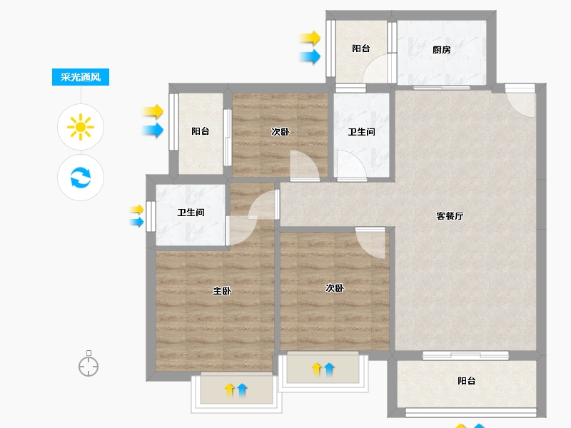 广西壮族自治区-柳州市-龙湖嘉园-83.49-户型库-采光通风