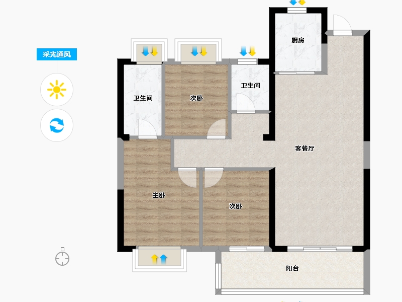 湖北省-天门市-天禧花园-98.00-户型库-采光通风