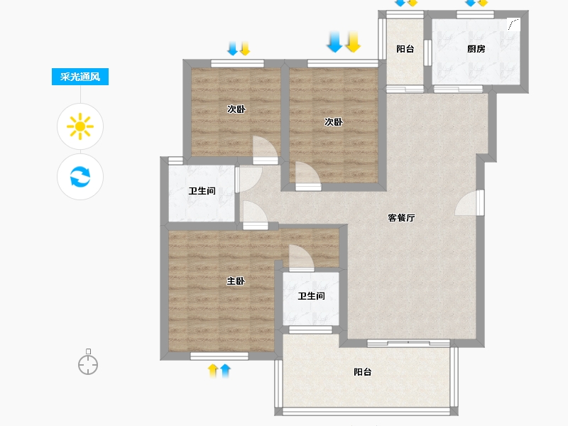 湖南省-常德市-阳光首府-97.00-户型库-采光通风