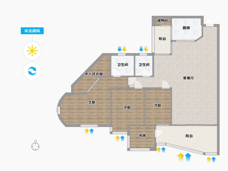 重庆-重庆市-南方上格林-127.50-户型库-采光通风