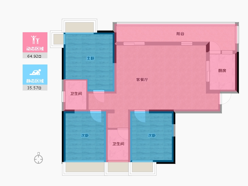 四川省-攀枝花市-攀东雅居-94.22-户型库-动静分区