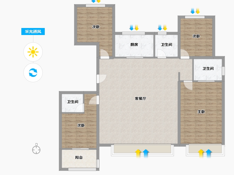 河北省-沧州市-天成领秀岭贤府-125.00-户型库-采光通风