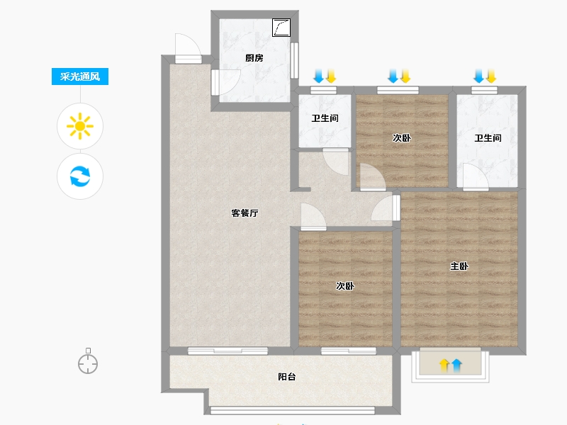 湖南省-岳阳市-新港首府-99.00-户型库-采光通风