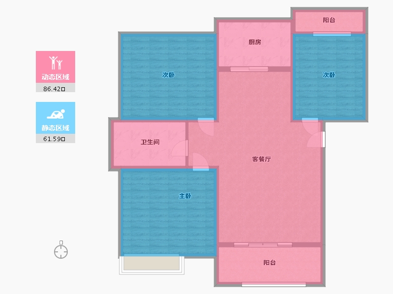 山东省-潍坊市-华府兰庭-134.80-户型库-动静分区