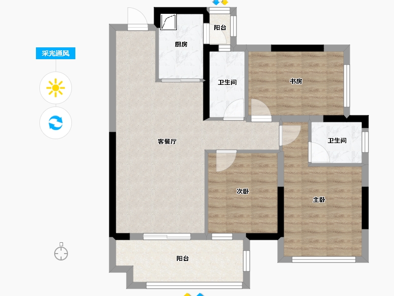 广西壮族自治区-贵港市-阳光城-77.00-户型库-采光通风