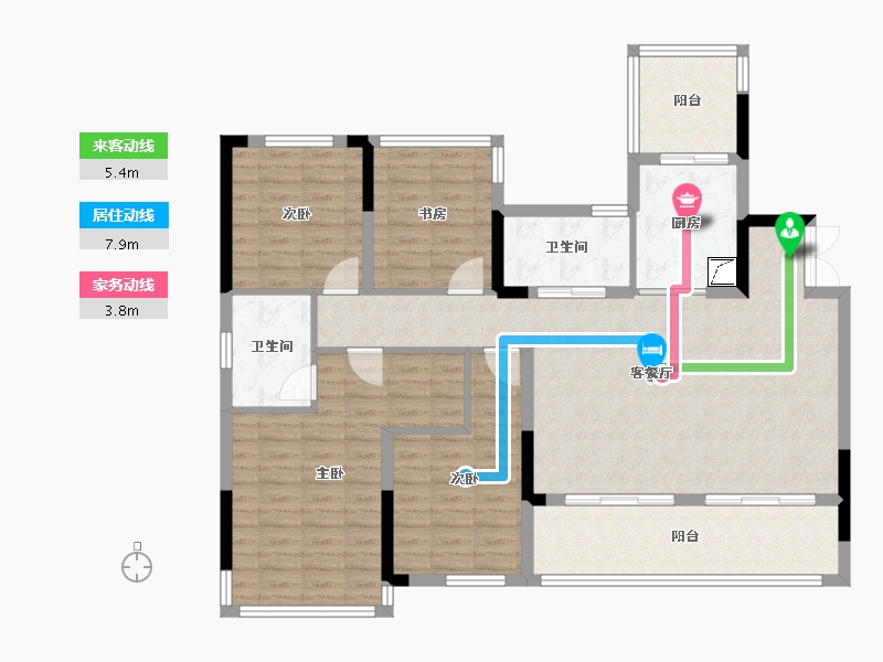 四川省-绵阳市-圣桦公馆-126.65-户型库-动静线