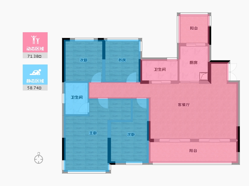 四川省-绵阳市-圣桦公馆-126.65-户型库-动静分区