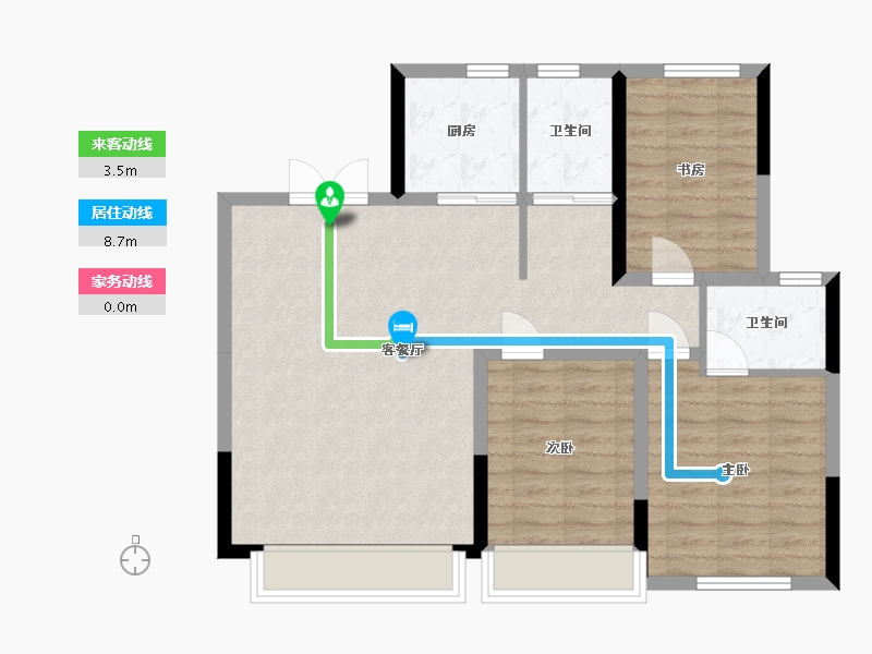 吉林省-四平市-书香邑-90.75-户型库-动静线