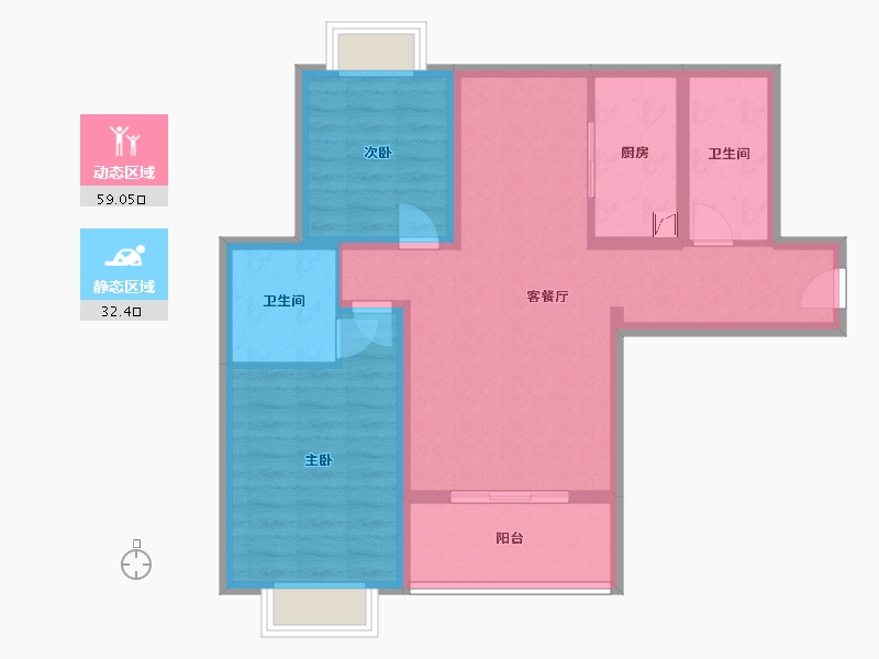 陕西省-咸阳市-沁园春天-145.00-户型库-动静分区