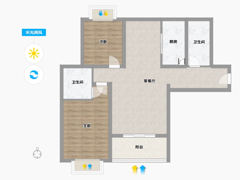 陕西省-咸阳市-沁园春天-145.00-户型库-采光通风