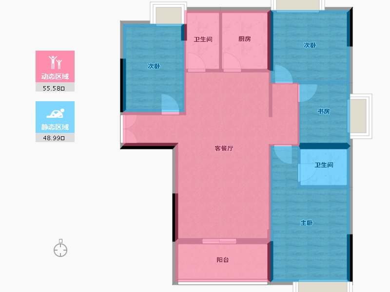 湖北省-天门市-汉旺世纪城-B区-112.00-户型库-动静分区