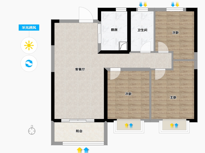 山东省-济南市-金科城-85.00-户型库-采光通风