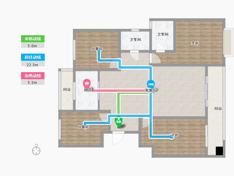 陕西省-宝鸡市-上河郡-130.29-户型库-动静线