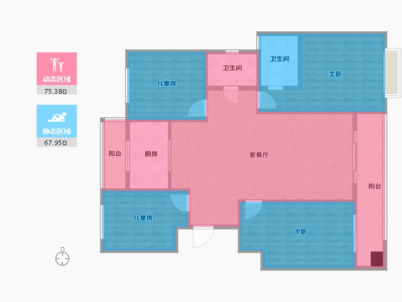 陕西省-宝鸡市-上河郡-130.29-户型库-动静分区