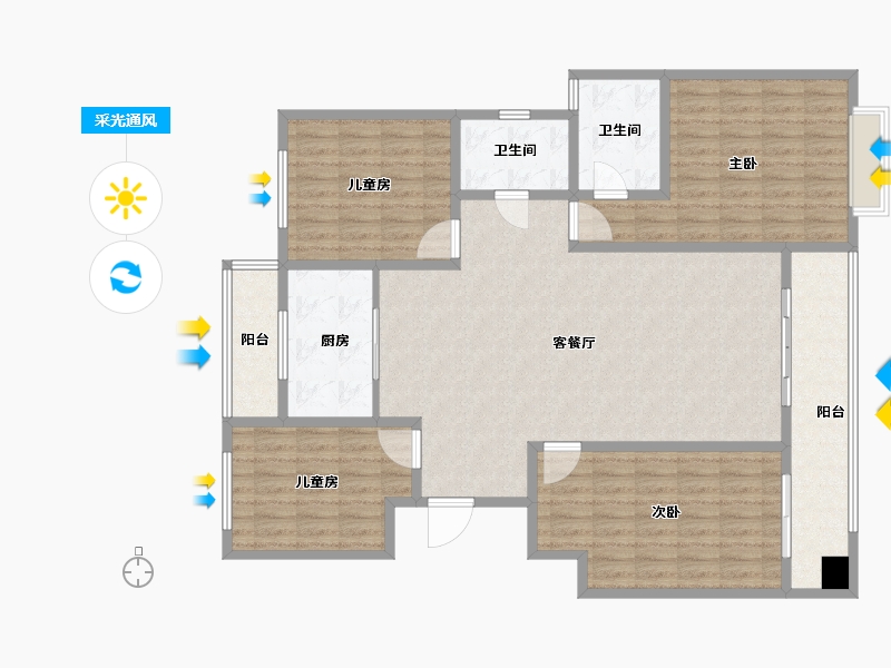 陕西省-宝鸡市-上河郡-130.29-户型库-采光通风