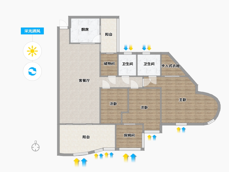 重庆-重庆市-南方上格林-127.94-户型库-采光通风